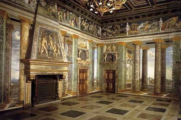 Perspective view of the Sala delle Prospettive Oil Painting by Baldassare Peruzzi