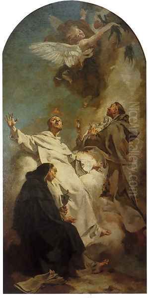 Saints Louis Bertrand, Vincent Ferrer, And Hyacinth Oil Painting by Giovanni Battista Piazzetta