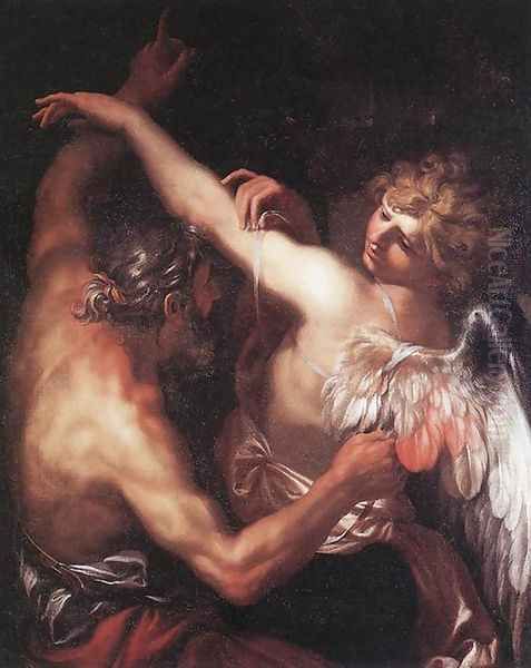 Daedalus and Icarus 1670s Oil Painting by Domenico Piola