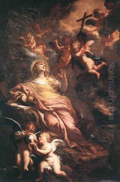 Magdalene in the Desert 1674 Oil Painting by Domenico Piola