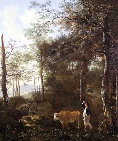 Cowherd in a Clearing Oil Painting by Adam Pynacker