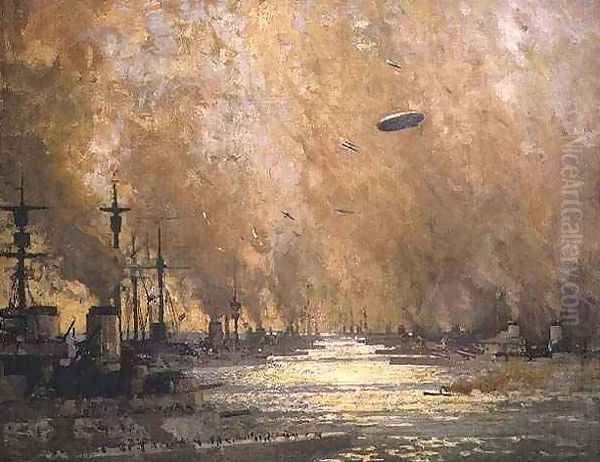 The German Fleet after Surrender, Firth of Forth, November 1918 Oil Painting by James Paterson