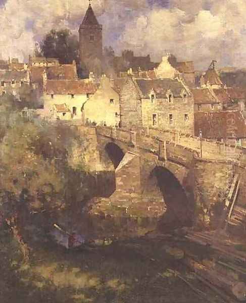 A Village in East Linton, Haddington Oil Painting by James Paterson