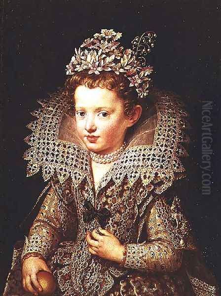 Portrait of Eleonora de Gonzaga Mantua 1598-1655 as a Child Oil Painting by Frans Pourbus the younger