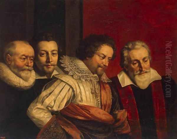 Portrait of Four Members of the Paris Council Oil Painting by Frans Pourbus the younger