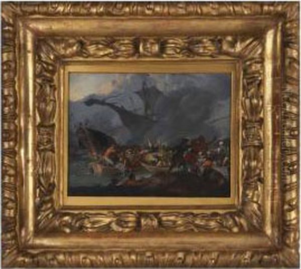 A Naval Battle Between Europeans And Turks Oil Painting by Johannes Lingelbach