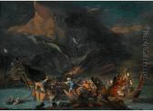 A Sea Battle Between Turks And Europeans, Said To Be The Battle Of Lepanto Oil Painting by Johannes Lingelbach