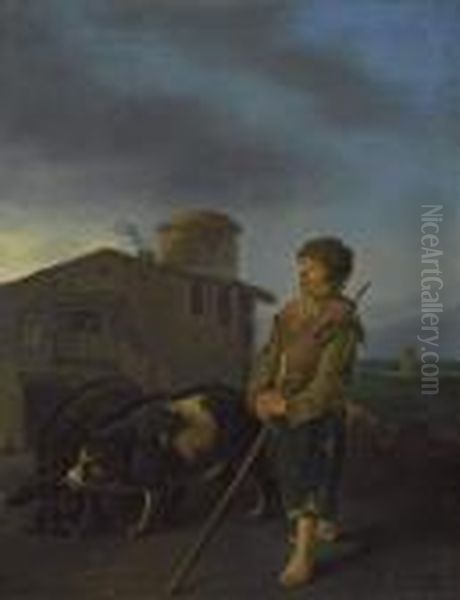 The Prodigal Son Herds Swine. Oil Painting by Johannes Lingelbach