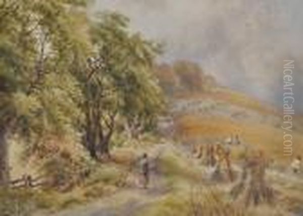 Harvest Landscape Oil Painting by John Linnell