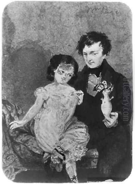 Man and Child (from McGuire Scrapbook) Oil Painting by William Page