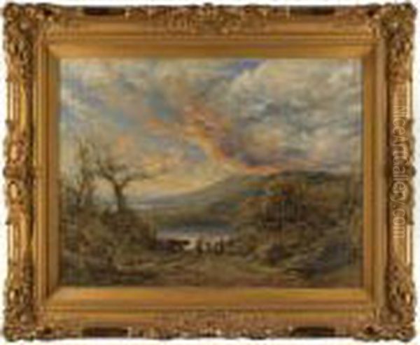 Red Sunset Oil Painting by John Linnell