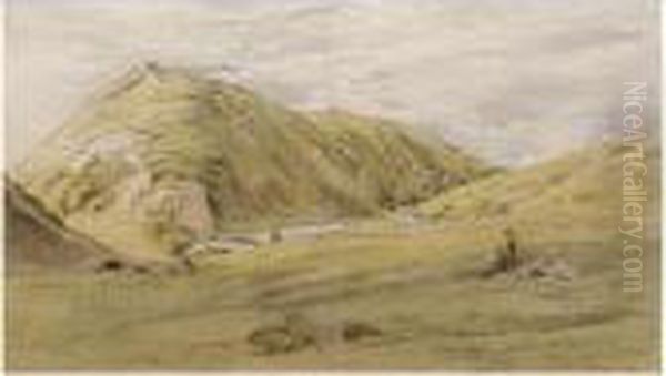 Entrance To Dovedale From Ashbourne, Derbyshire Oil Painting by John Linnell