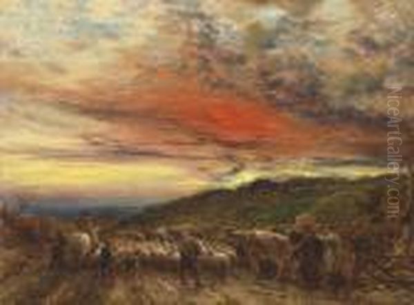 Homeward Bound, Sunset Oil Painting by John Linnell