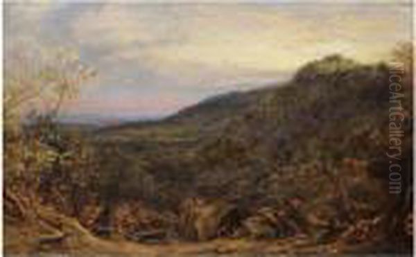 The Boar Hunt In Olden Times Oil Painting by John Linnell