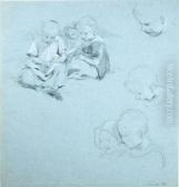 Studies Of Children Oil Painting by John Linnell