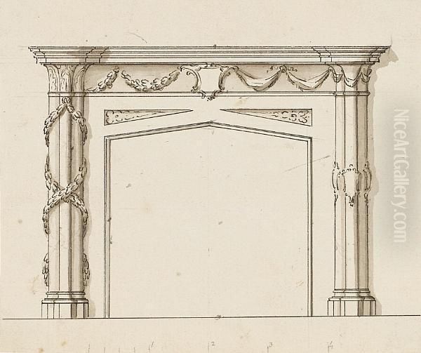 Three Designs For Fireplaces Oil Painting by John Linnell