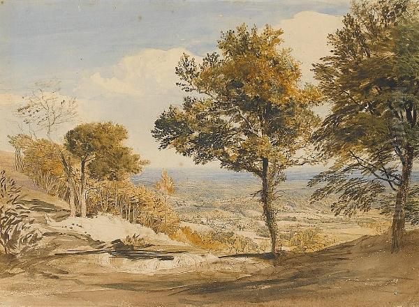 An Extensive Landscape, Possibly The Weald Of Kent Oil Painting by John Linnell