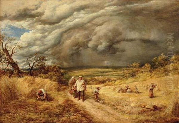 Storm In Harvest Oil Painting by John Linnell