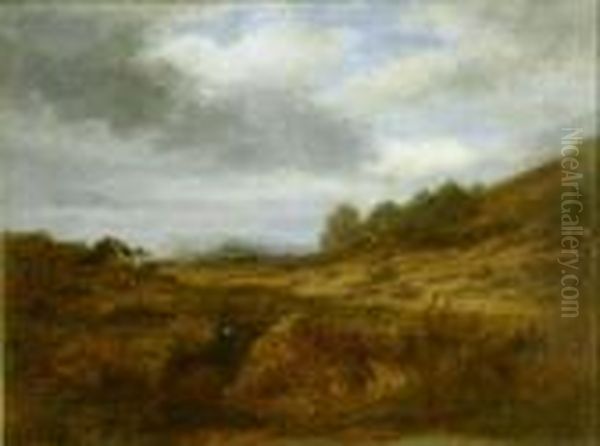 Heathland Signed 9 X 12in Oil Painting by John Linnell