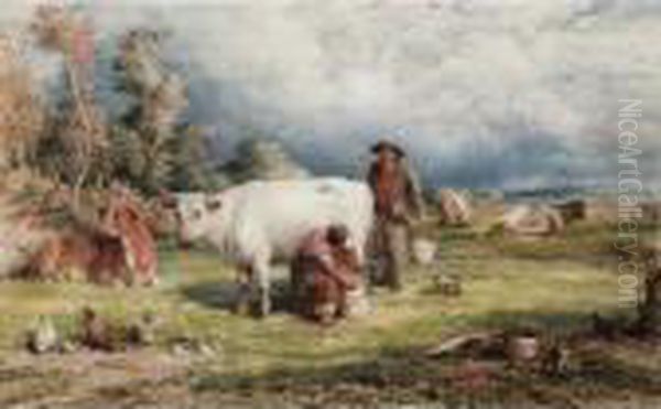 Milking Time Oil Painting by John Linnell