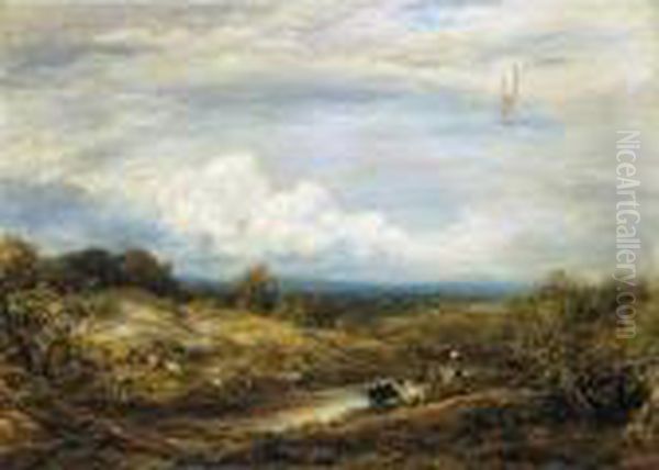 The Cattle Pond Oil Painting by John Linnell