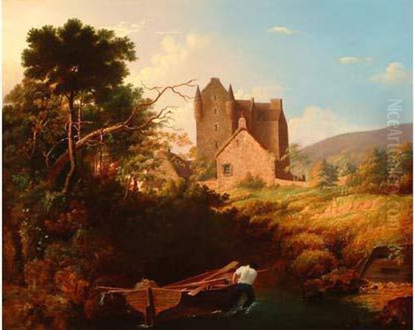 Chateau Oil Painting by John Linnell