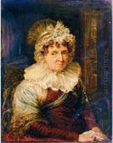 Portrait Of Mrs Anna Young Oil Painting by John Linnell