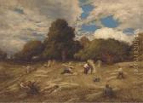 Gathering In The Harvest Oil Painting by John Linnell