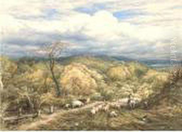 An Autumn Afternoon With Shepherd And Flock by John Linnell