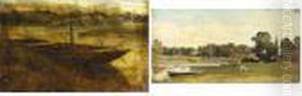 Study Of A Punt Moored At Twickenham; Study Of A River Landscape Oil Painting by John Linnell