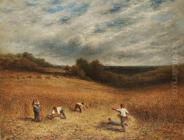 Gathering In The Harvest Oil Painting by John Linnell