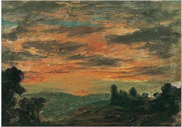 A View Of A Sunset Oil Painting by John Linnell