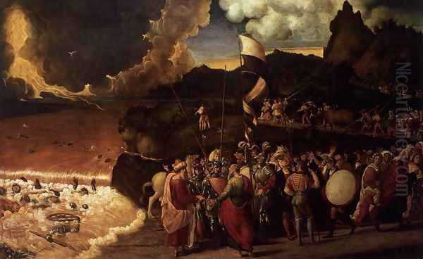 Submersion of Pharaoh's Army in the Red Sea 1515-20 Oil Painting by Andrea Previtali