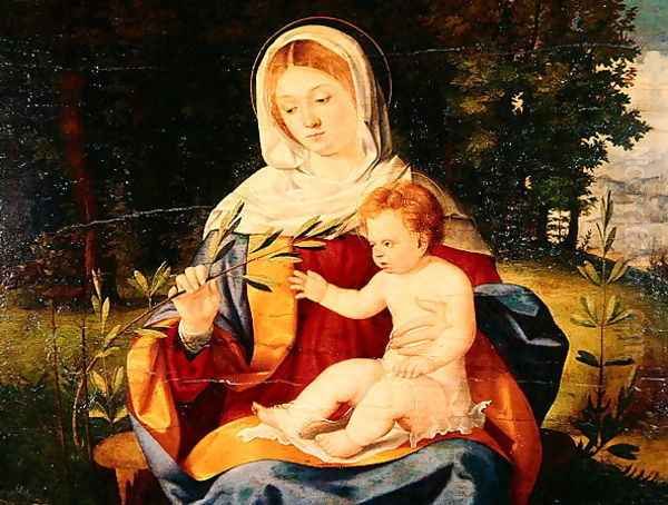 The Vigin and Child with a shoot of Olive, c.1515 Oil Painting by Andrea Previtali