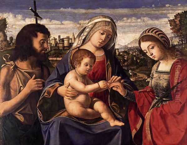 The Mystic Marriage of St. Catherine 1505 Oil Painting by Andrea Previtali