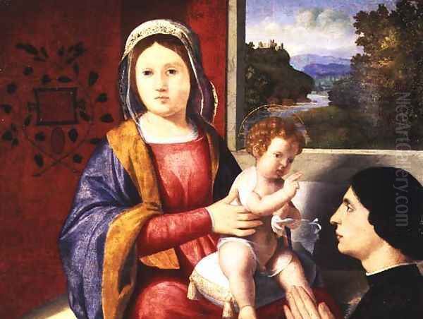 Madonna and Child with Donor Oil Painting by Andrea Previtali