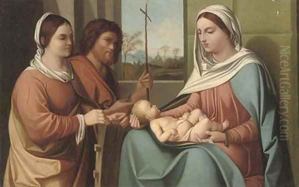 The Madonna and Child with Saint John the Baptist and Saint Anne Oil Painting by Andrea Previtali