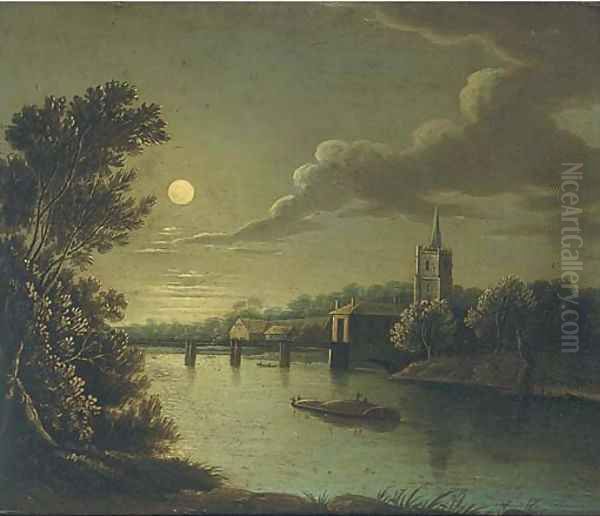 A moonlit river landscape Oil Painting by Sebastian Pether