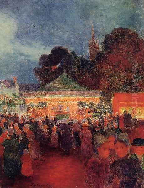 Carnival at Night in Croisic Oil Painting by Ferdinand Loyen Du Puigaudeau