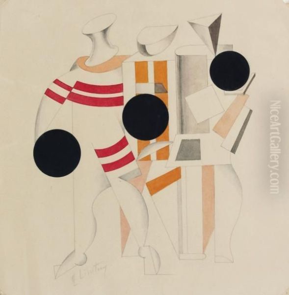 Untiltled Oil Painting by Eliezer Markowich Lissitzky