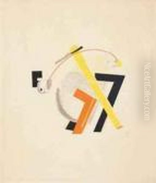 Figurinenmappe. Die Plastische 
Gestaltung Der Elektromechanischen Schau 'sieg Uber Die Sonne Oil Painting by Eliezer Markowich Lissitzky