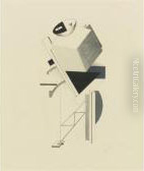 Sentinel From Victory Over The Sun Oil Painting by Eliezer Markowich Lissitzky