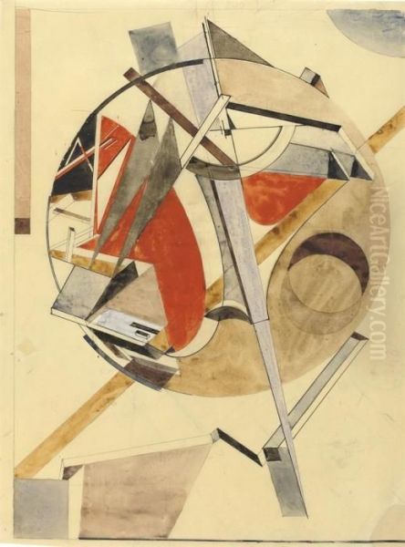 Untitled Oil Painting by Eliezer Markowich Lissitzky