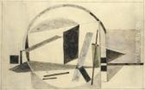 Non-objective Composition Oil Painting by Eliezer Markowich Lissitzky