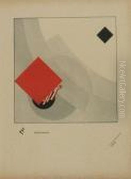 Composition Oil Painting by Eliezer Markowich Lissitzky