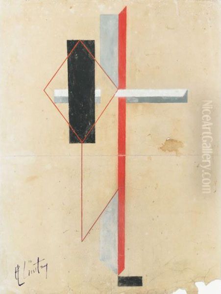 Suprematist Composition Oil Painting by Eliezer Markowich Lissitzky