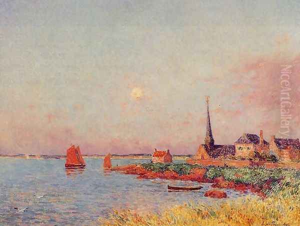 Breton Village by the Sea Oil Painting by Ferdinand Loyen Du Puigaudeau