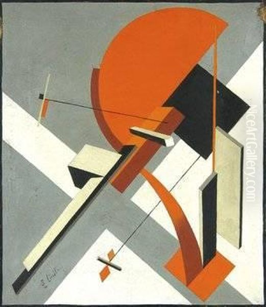 Proun Oil Painting by Eliezer Markowich Lissitzky