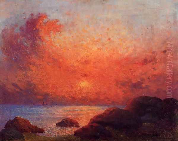 The Sun Setting Oil Painting by Ferdinand Loyen Du Puigaudeau