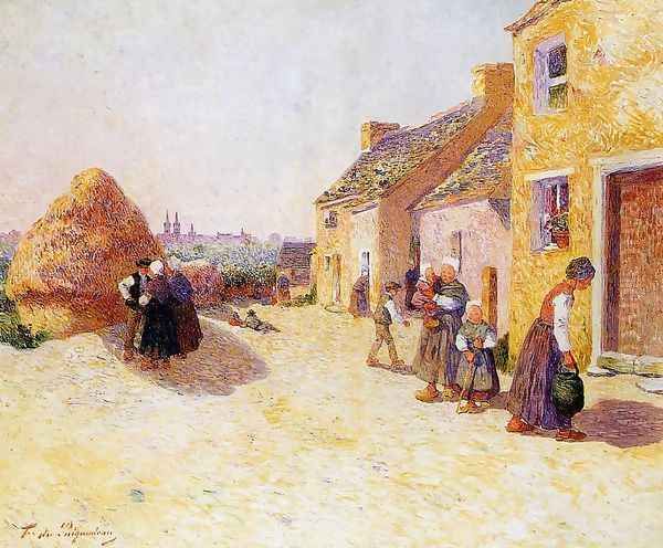 Farmyard Oil Painting by Ferdinand Loyen Du Puigaudeau